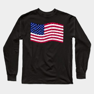 American Flag with Camouflage Texture Long Sleeve T-Shirt